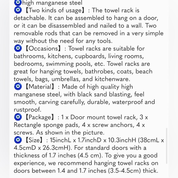 Over The Door Hooks, Towel Holder for Bathroom Door Mount Towel Rack Towel Hook - Picture 7 of 7